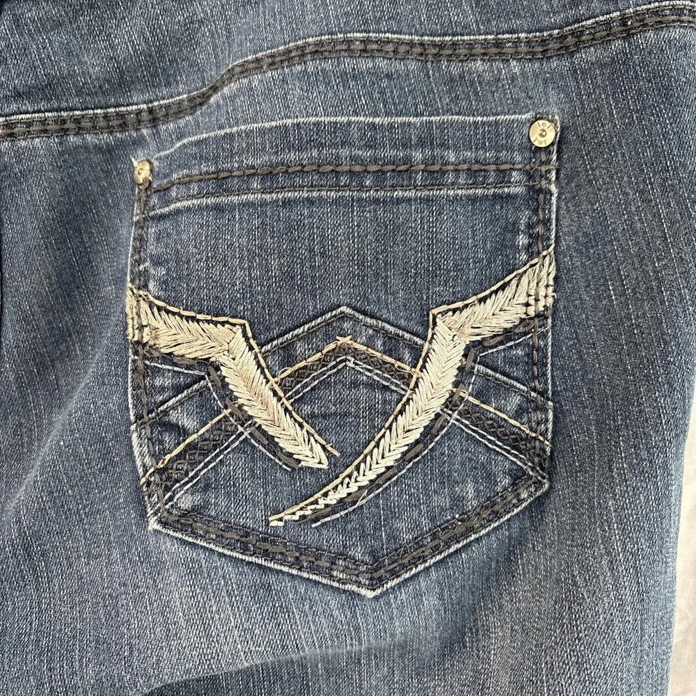 LEI Ashley Skinny Jeans Womens 17 Reg Blue Embroidered Pocket Low Rise Denim